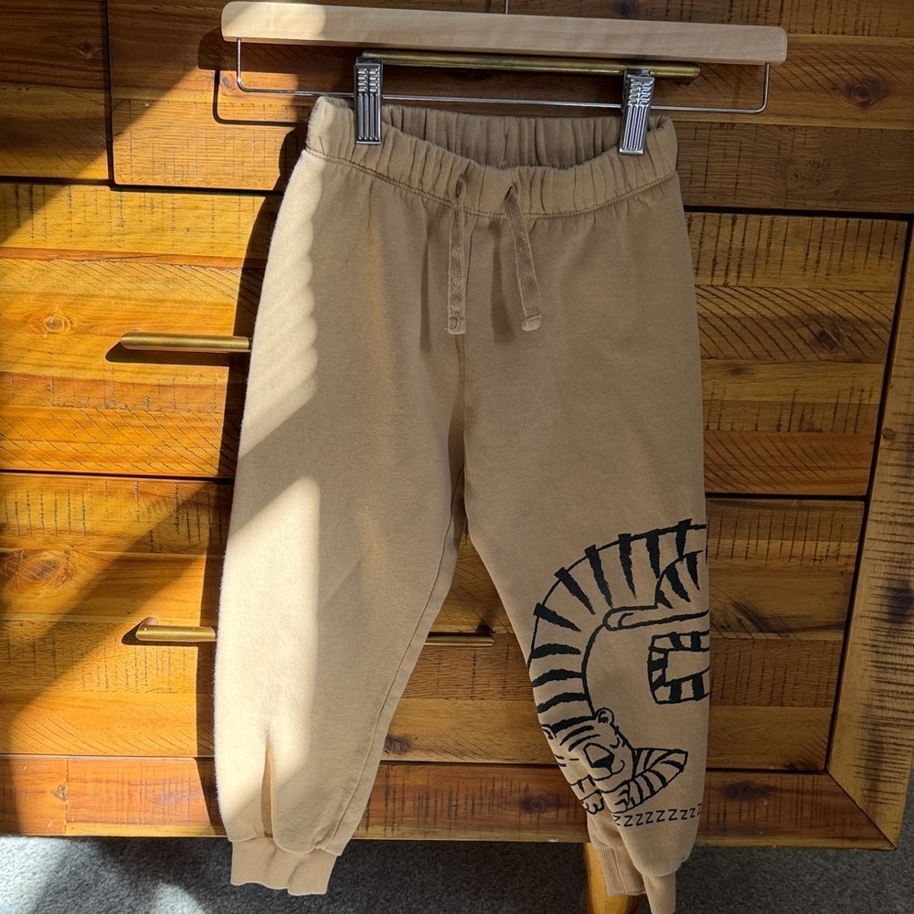 H&M Tan Kids Jogger Pants with 🐯 Print